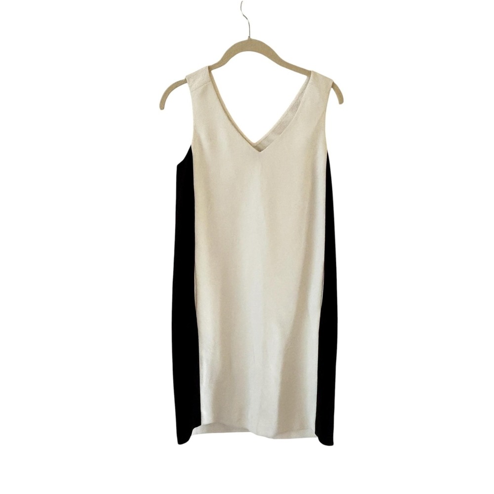 Vince Colorblock Shift Tank Dress Womens XXS White Black Pockets Minimalist
